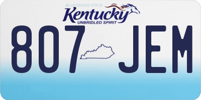 KY license plate 807JEM