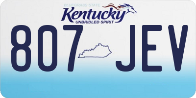 KY license plate 807JEV