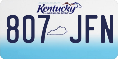 KY license plate 807JFN
