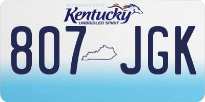 KY license plate 807JGK
