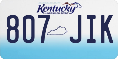 KY license plate 807JIK