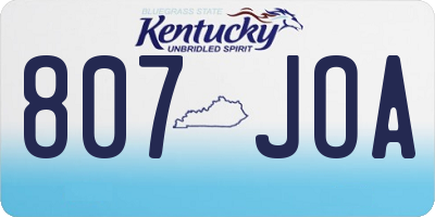 KY license plate 807JOA