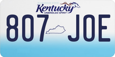 KY license plate 807JOE