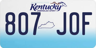 KY license plate 807JOF