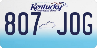KY license plate 807JOG
