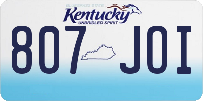 KY license plate 807JOI
