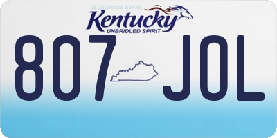 KY license plate 807JOL