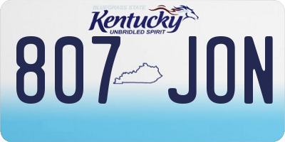 KY license plate 807JON