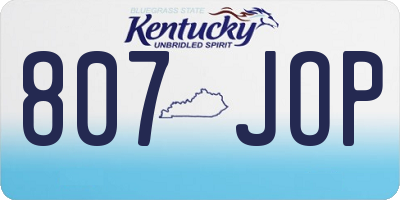 KY license plate 807JOP