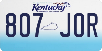 KY license plate 807JOR