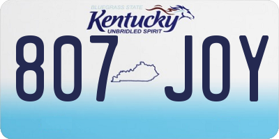 KY license plate 807JOY