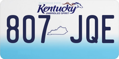 KY license plate 807JQE