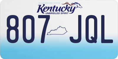 KY license plate 807JQL