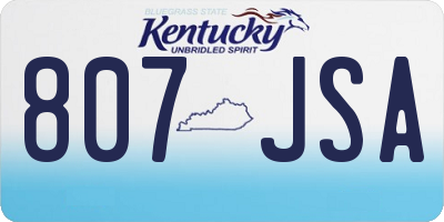 KY license plate 807JSA