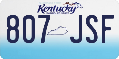 KY license plate 807JSF
