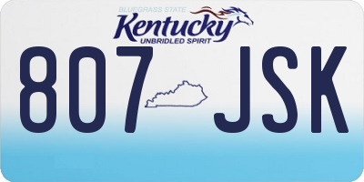 KY license plate 807JSK