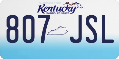 KY license plate 807JSL