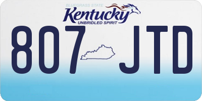 KY license plate 807JTD