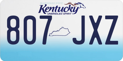 KY license plate 807JXZ