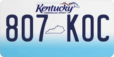 KY license plate 807KOC