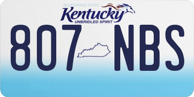 KY license plate 807NBS