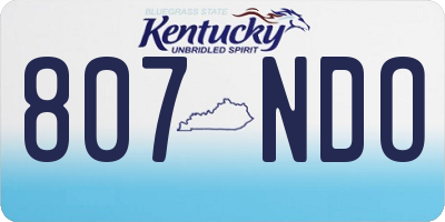 KY license plate 807NDO