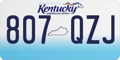 KY license plate 807QZJ
