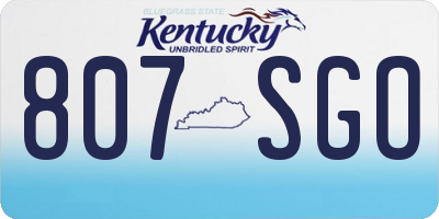 KY license plate 807SGO