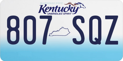 KY license plate 807SQZ
