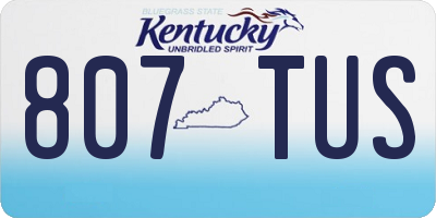 KY license plate 807TUS