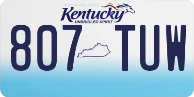 KY license plate 807TUW