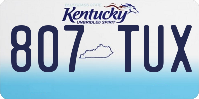 KY license plate 807TUX