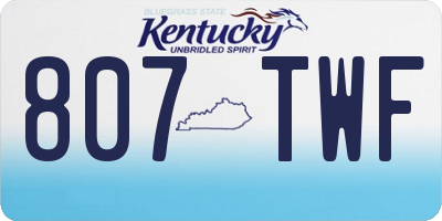 KY license plate 807TWF