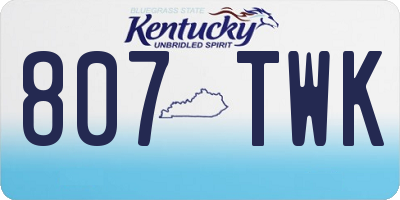 KY license plate 807TWK
