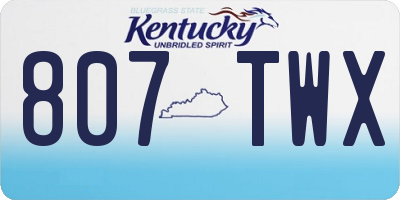 KY license plate 807TWX