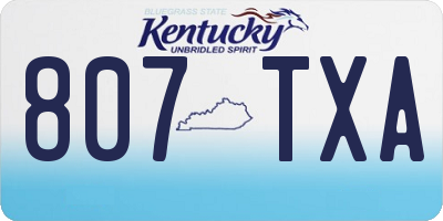 KY license plate 807TXA