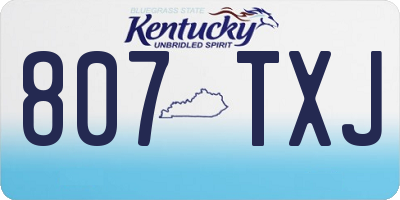 KY license plate 807TXJ