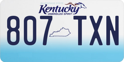 KY license plate 807TXN