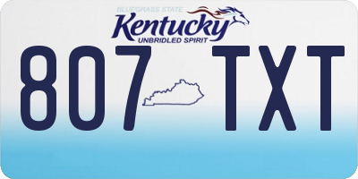 KY license plate 807TXT