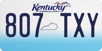 KY license plate 807TXY