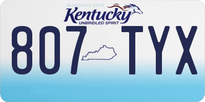 KY license plate 807TYX