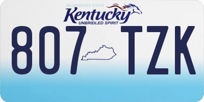 KY license plate 807TZK