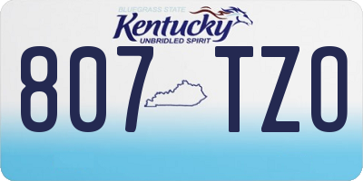 KY license plate 807TZO