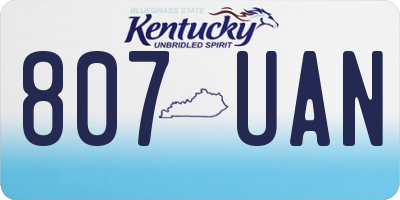 KY license plate 807UAN