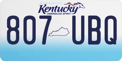 KY license plate 807UBQ