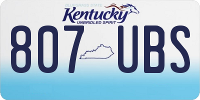 KY license plate 807UBS