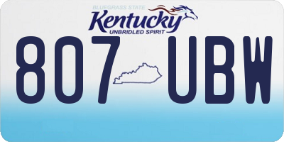 KY license plate 807UBW