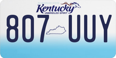 KY license plate 807UUY