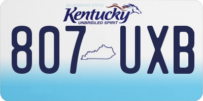 KY license plate 807UXB