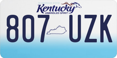 KY license plate 807UZK